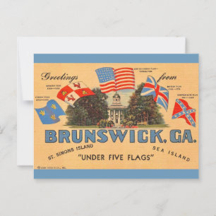 Brunswick Georgia Old Flags Postcard