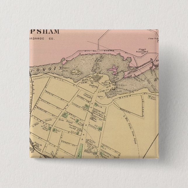 Brunswick, Topsham 2 Inch Square Button (Front)