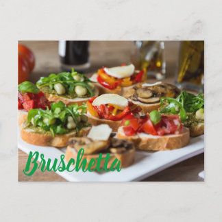 Bruschetta Antipasti with beans and arugula, Holiday Postcard