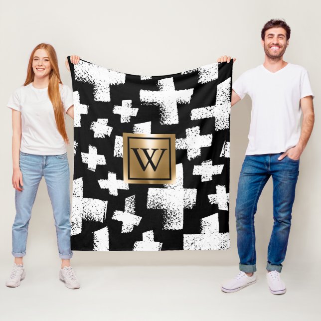 Brush Abstract Pattern Fleece Blanket (In Situ)