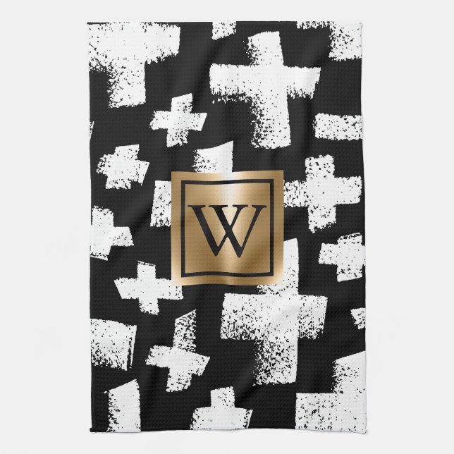 Brush Abstract Pattern Kitchen Towel (Vertical)