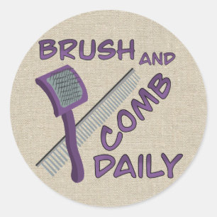 Brush and comb classic round sticker