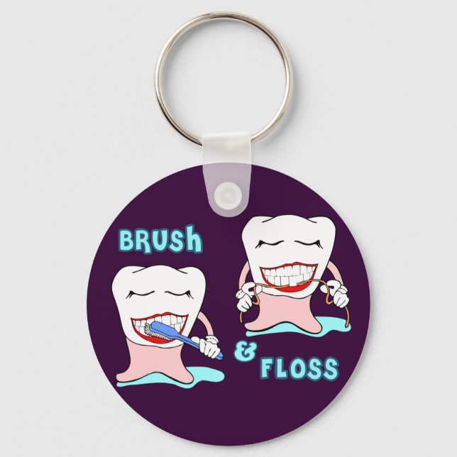 Brush and Floss Keychain (Front)