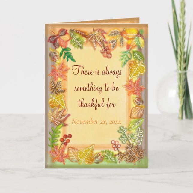 Brush Art of Fall Foliage for Thanksgiving Card (Front)