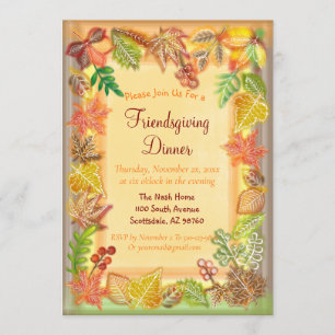 Brush Art of Fall Foliage for Thanksgiving Invitation