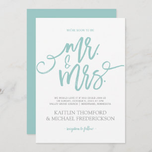 Brush Calligraphy Invitation   Light Turquoise