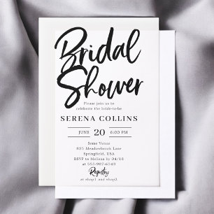 Brush Calligraphy Minimalist Bridal Shower Vellum Invitations