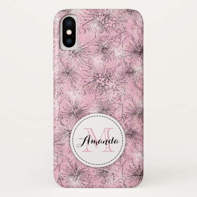 Brush cherry lilly-pilly floral pink iphone case (Back)