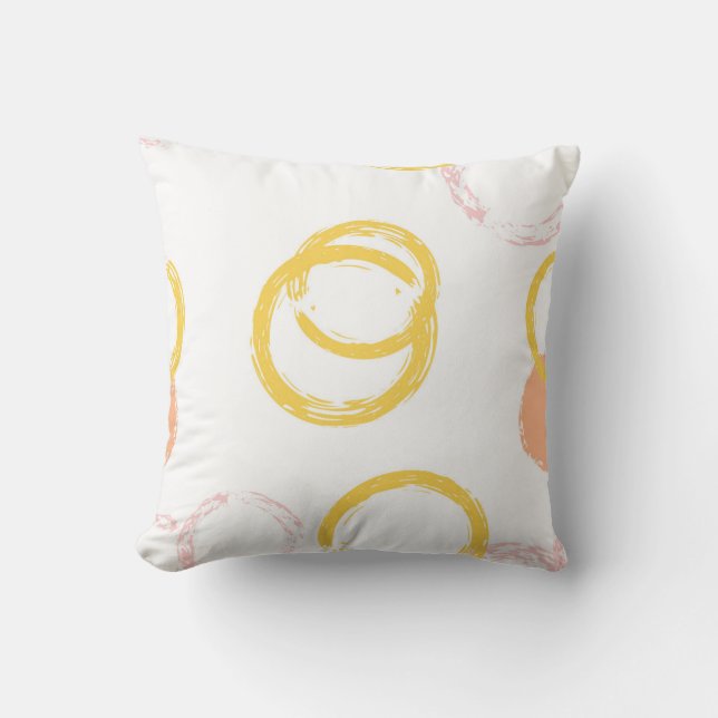 Brush Circle. Vintage Seamless Pattern. Colourful  Throw Pillow (Front)