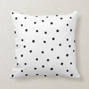 Brush Dots Black White Circles Pattern Minimalist Throw Pillow