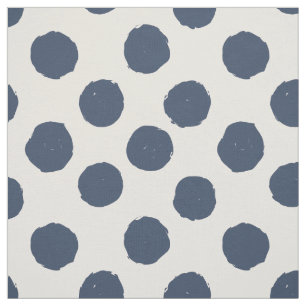 Brush Dots Contemporary Blue Cream Bold Circles Fabric