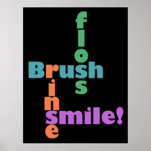 Brush Floss Rinse, then SMILE! Poster