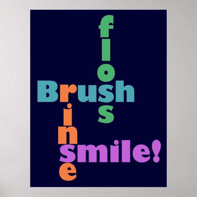 Brush Floss Rinse, then SMILE! Poster (Front)