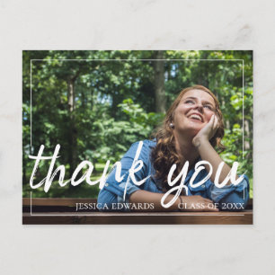 Brush Font Script Graduation Photo Thank You Postcard
