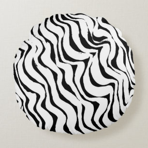 Brush grunge pattern. White and black vintage. abs Round Pillow