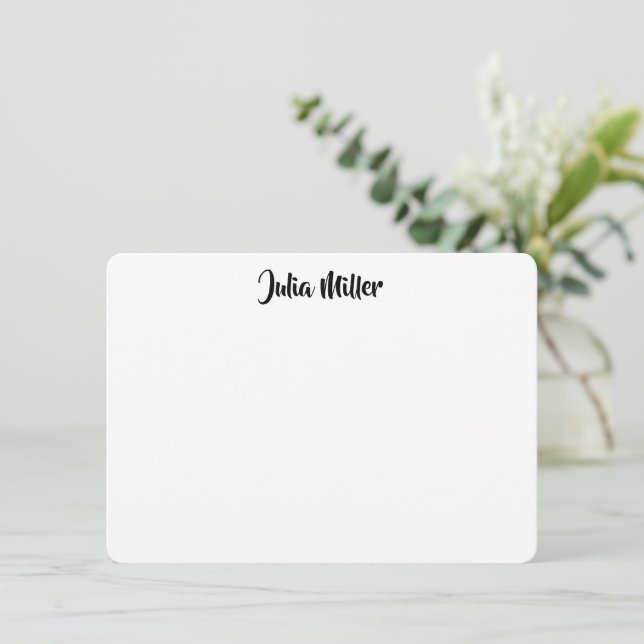 Brush Handwriting Script Personalized Black/White Card (Standing Front)