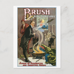 Brush ~ King of Wizards Vintage Magic Act Postcard