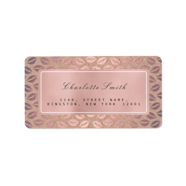 Brush Kiss Rose Gold Retourner l'adresse Étiquette (Devant)