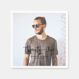 Brush Lettering Custom Photo Birthday Party Paper  Napkin