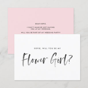 Brush Lettering Pink Will You Be My Flower Girl Invitation