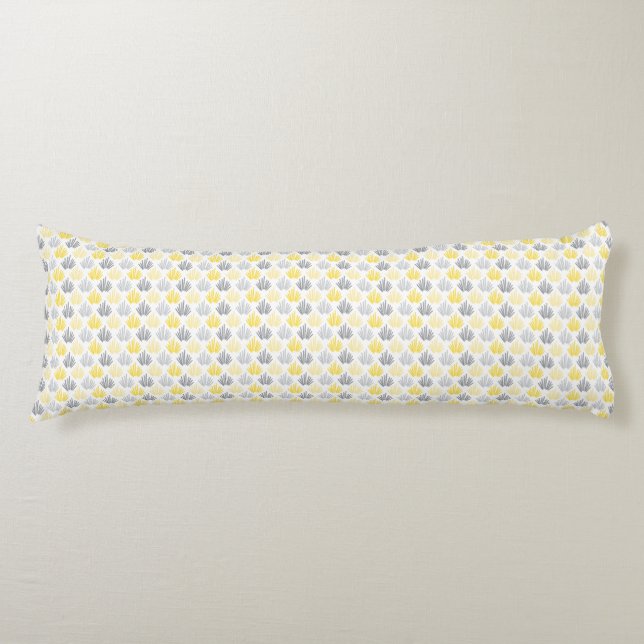 Brush Lined Pattern Yellow & Grey Body Pillow (Front)