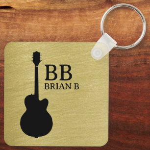 Brush Metallic Gold Custom Guitarist Name Keychain