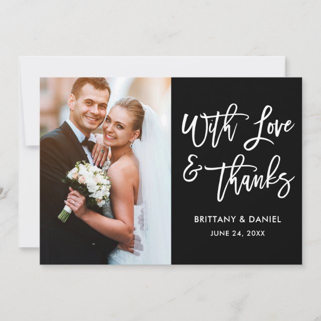 Brush moderne Script Love et Merci Mariage noir (Devant)