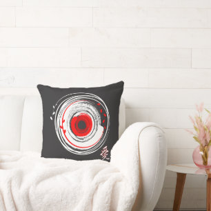 Brush Painted Vinyl Record With The Word Love Throw Pillow