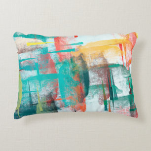 Brush painting. Artistic canvas mix unique form. O Accent Pillow