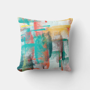 Brush painting. Artistic canvas mix unique form. O Throw Pillow