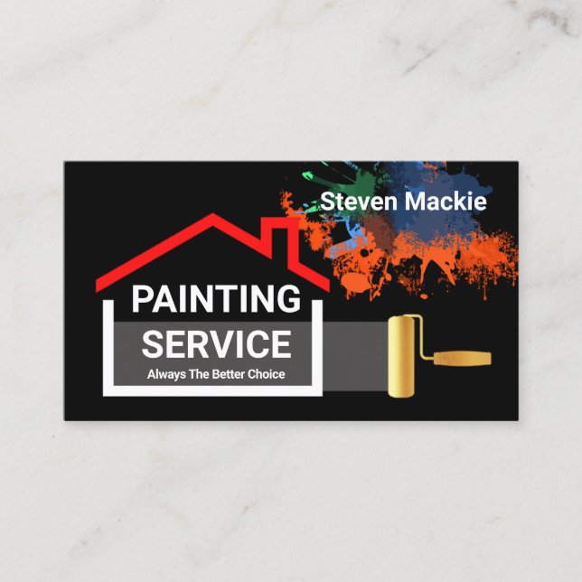 Brush Painting Home Painter Services Business Card (Front)