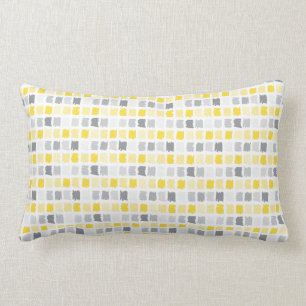 Brush Pattern Yellow & Grey Lumbar Pillow