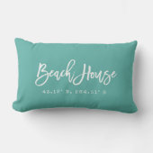 Brush Script Beach House Your Coordinates Lumbar Pillow (Front)