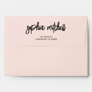 Brush Script Calligraphy Blush Pink Enveloppe