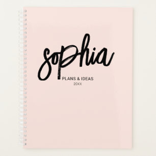 Brush Script Calligraphy Girly Blush Pink Planner