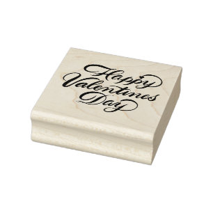 Brush Script calligraphy  Happy Valentine’s Day Rubber Stamp