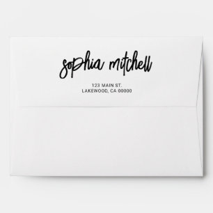 Brush Script Calligraphy White Envelope