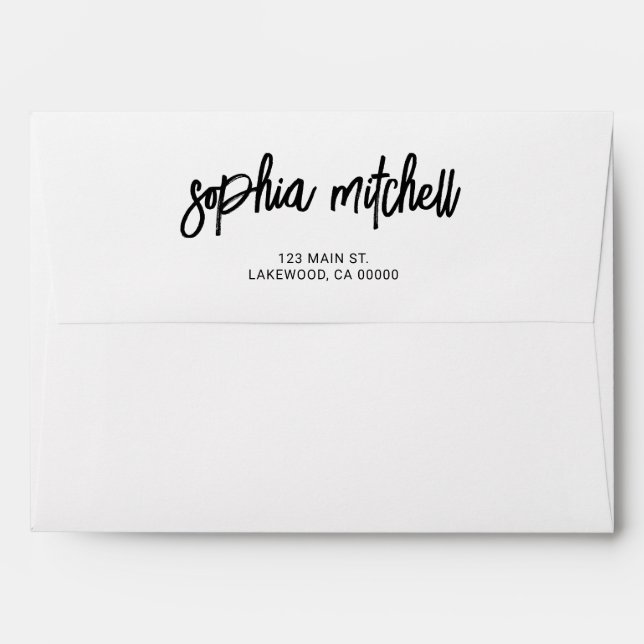 Brush Script Calligraphy White Envelope (Back (Top Flap))