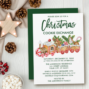 Brush Script Christmas Cookie Exchange Invitation