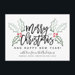 Brush Script Christmas Hollies Holiday Card<br><div class="desc">Brush script with our watercolor hollies.</div>