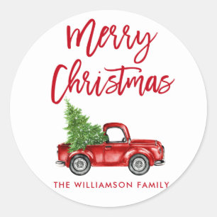 Brush Script Christmas Vintage Truck Envelope Seal