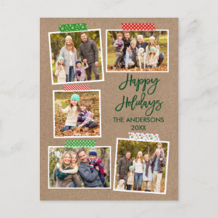 Brush Script Craft Tape Merry Christmas Kraft Postcard