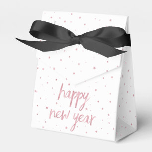 Brush Script Faux Rose Gold Glitter Favor Box
