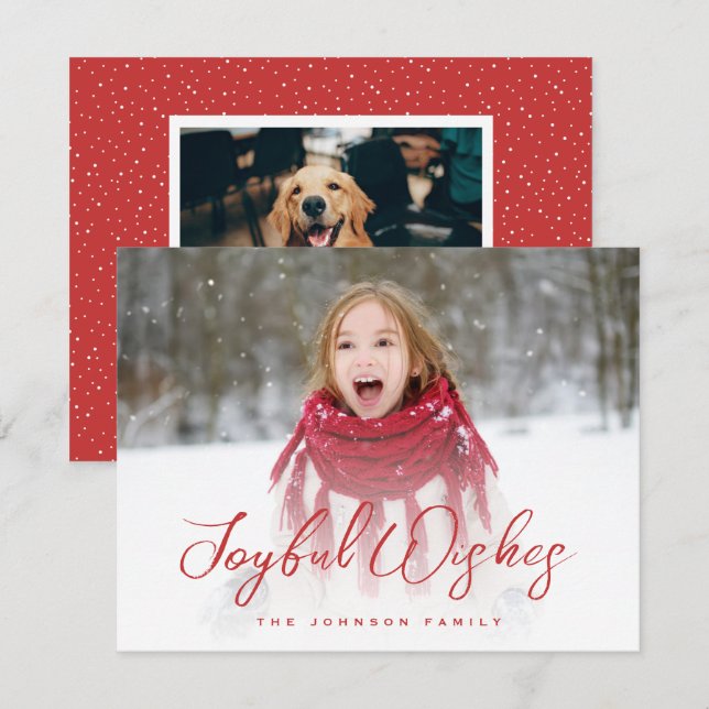 Brush Script Full Photo Christmas Holiday Card (Front/Back)