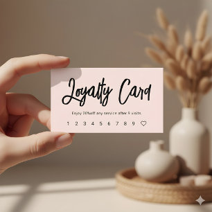 Brush Script Girly Blush Pink Loyalty Card