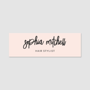 Brush Script Girly Blush Pink Name Tag