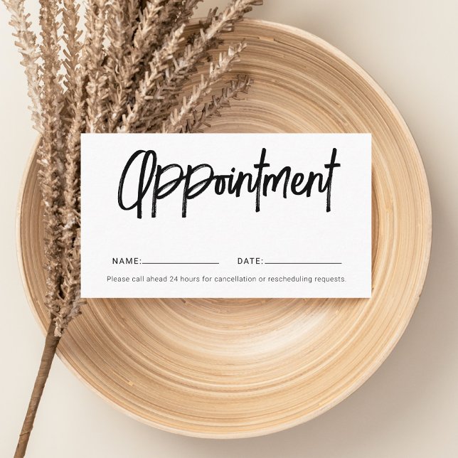 Brush Script Girly White Appointment Card (Creator Uploaded)