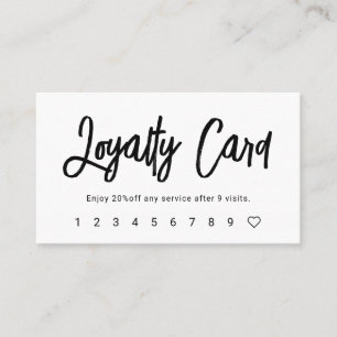 Brush Script Girly White Loyalty Card
