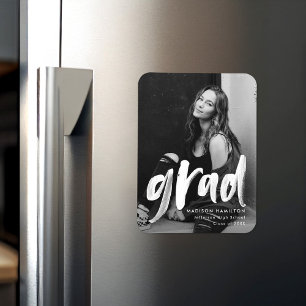 Brush Script Grad Photo Graduation Magnet