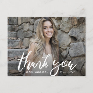 Brush script graduation thank you postcard